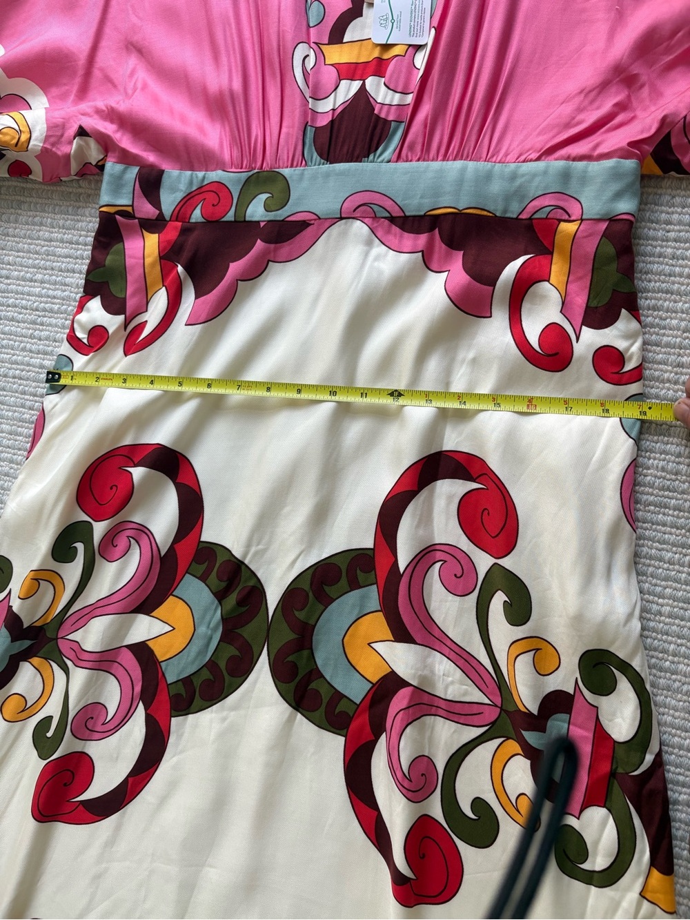 Boden Pink, Cream and Green Printed Midi Dress - Picture 9 of 15